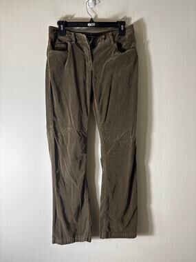 Womyn Green Tab Button Front Cord Pants Sz 6